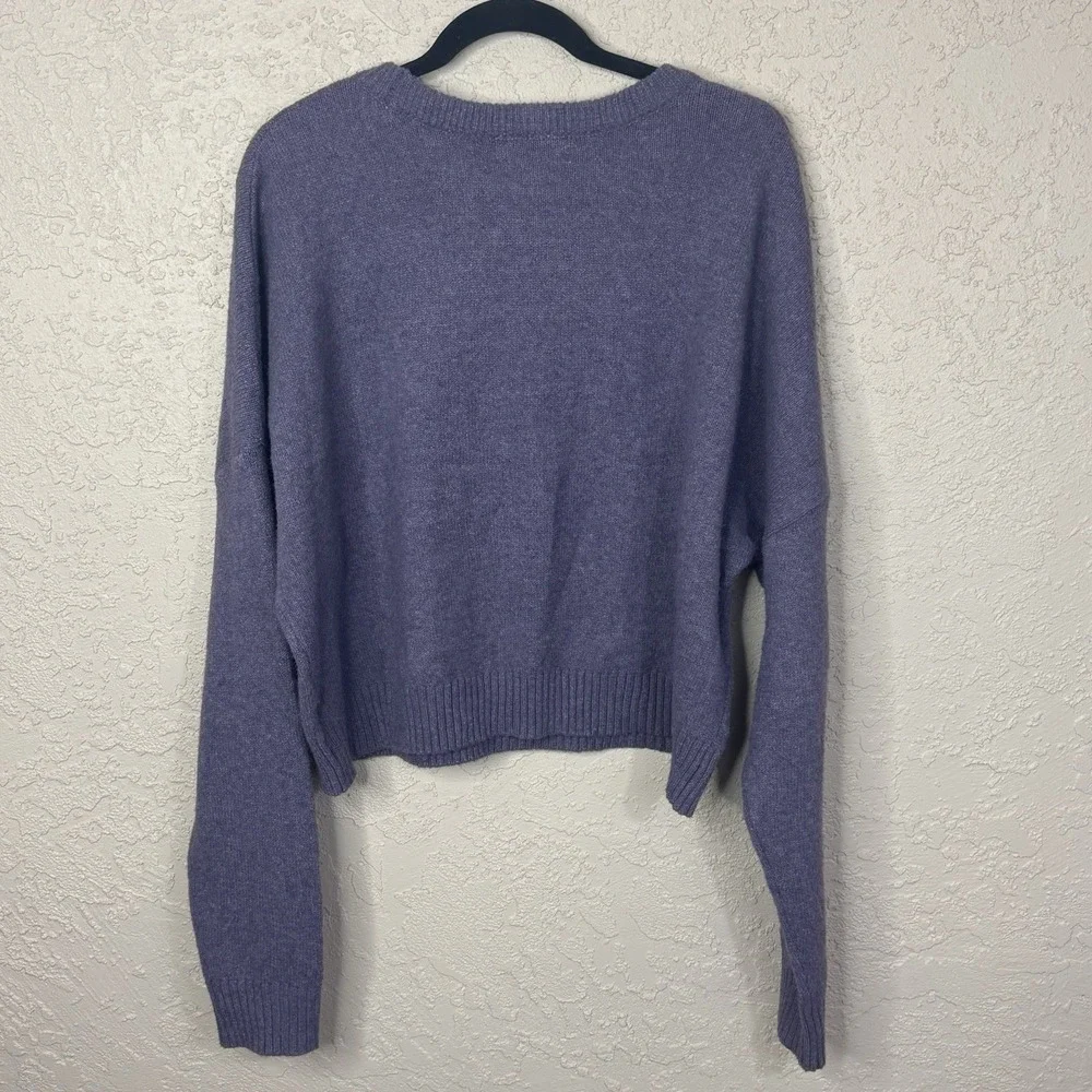 PURPLE BUTTERFLY SWEATER Womens Size Med Slouchy Dolman Sleeves Soft Girl Spring